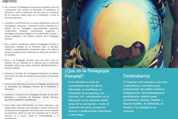 Tríptico Primer Congreso Internacional de Pedagogía Prenatal - Página 2